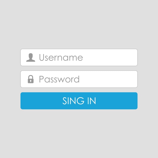 Login user interface Sign in web element template window For Website Mobile Computer Application etc
