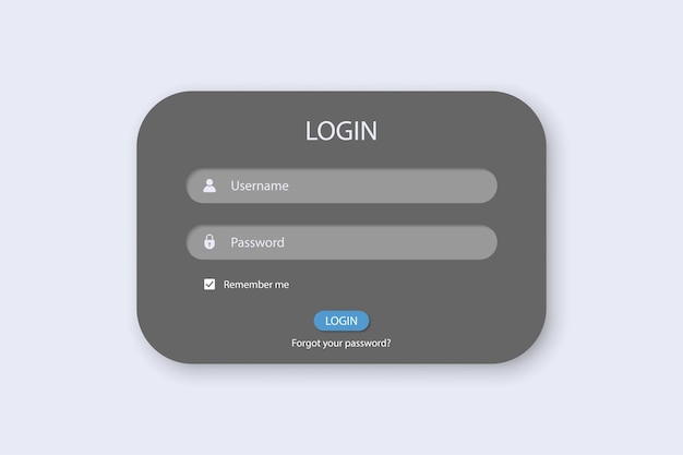 Login window box interface template. Vector illustration