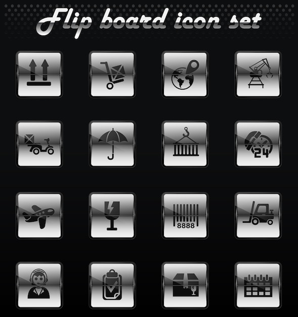 Logistic vector flip mechanical icons for user interface design