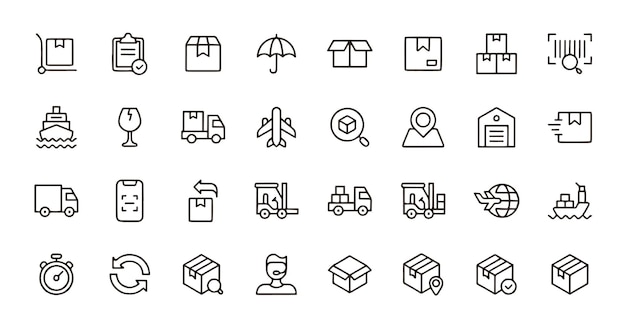 Logistics and Delivery Line Icons Editable Stroke Contains such icons as Shipping Delivery Box