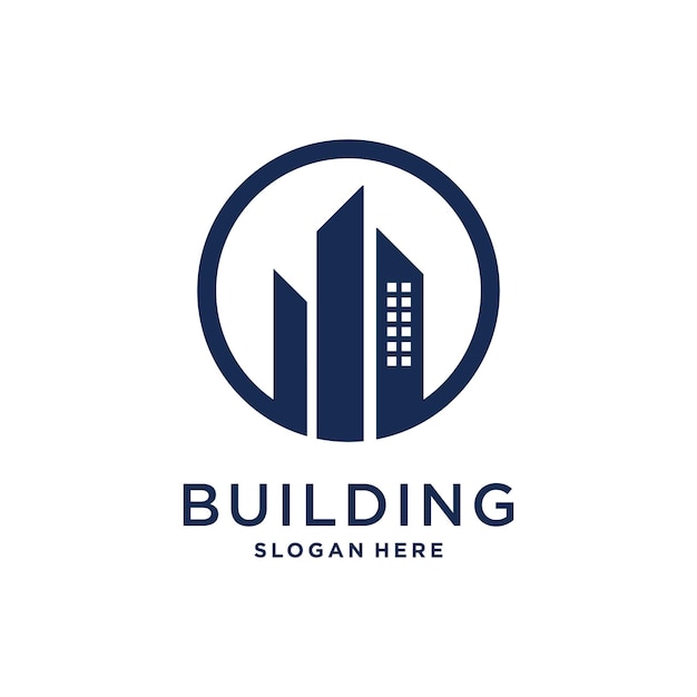 Logo building with a simple and minimalist concept