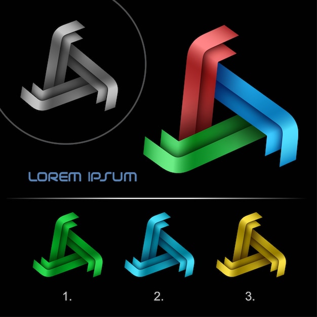 Logo Triangle business abstract design template, 3, Hi tech looped infinity logotype,