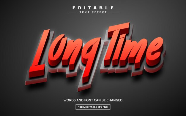 Long time 3D editable text effect template