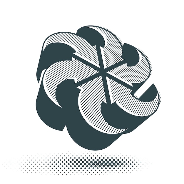 Looping arrows vector abstract symbol, conceptual special made 3d single color icon.