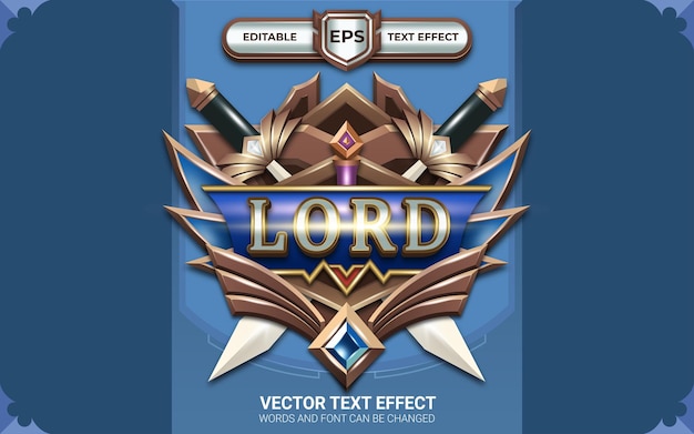 Lord Badge with Editable Text Effect and Game Themed