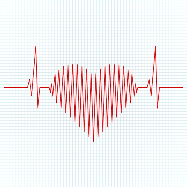 Love Heart Red icon with sign heartbeat Black background Love symbol Valentine Vector illustration