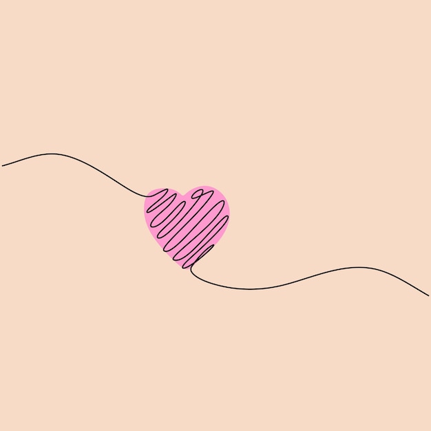 Love heart symbol background with one line style