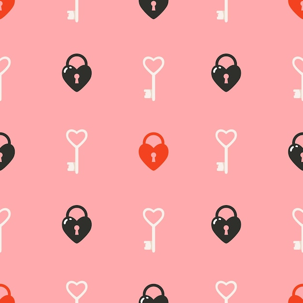 Love lock and keys pink Valentine's day patter