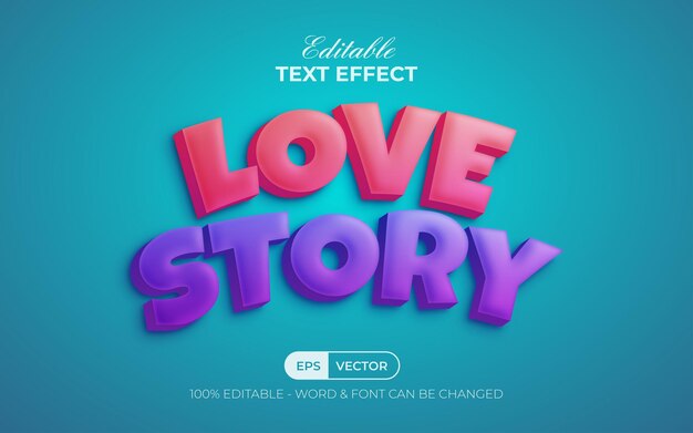 love story text effect cartoon style editable text effect