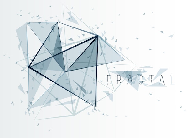 Low poly particles abstract vector background polygonal fractal design 3D dimensional element with connected lines mesh object technology and science theme