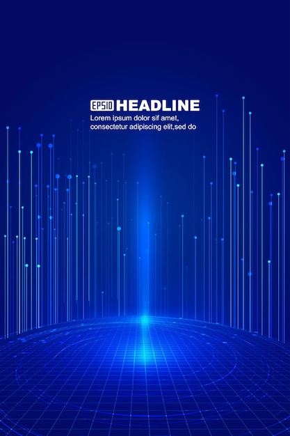 luminous spiral with upward line internet technology big data vector background