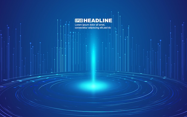 luminous spirals with upward lines internet tech vector background
