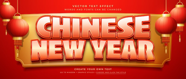 Lunar new year text effect Chinese new year lantern and decoration