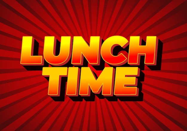 Lunch time Text effect in 3D style with good colors
