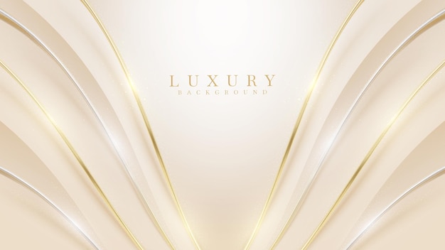 luxury background with golden curve line element and glitter light effect decoration
