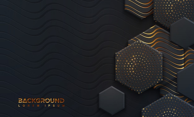 Luxury Black background with wavy lines