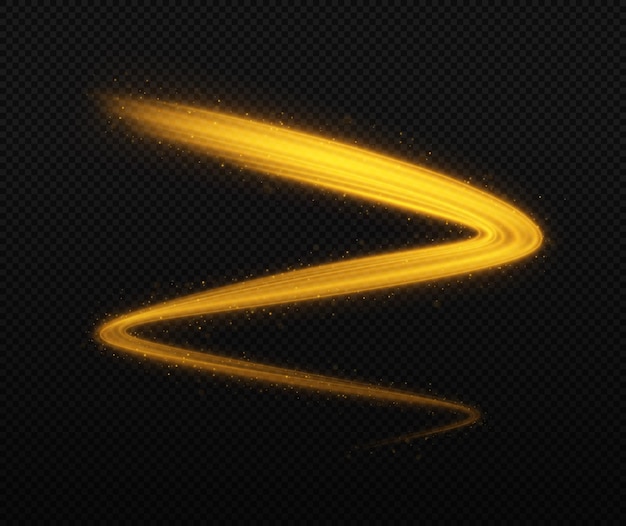 luxury dynamic sparkles and motion lines decoration elements in golden shiny color