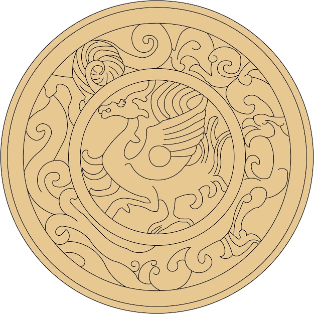 luxury festive chinese oriental traditional culture premium classical decoration red gold line art