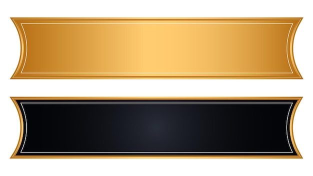 luxury golden arabic islamic text box title frame border set with ornamental Gold and Black Banners
