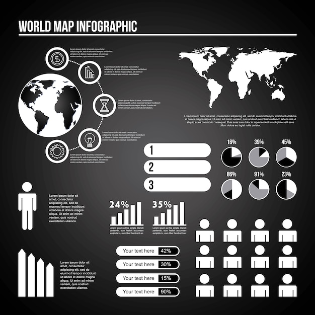 Maailmankartta infografiikka kaavio väestö