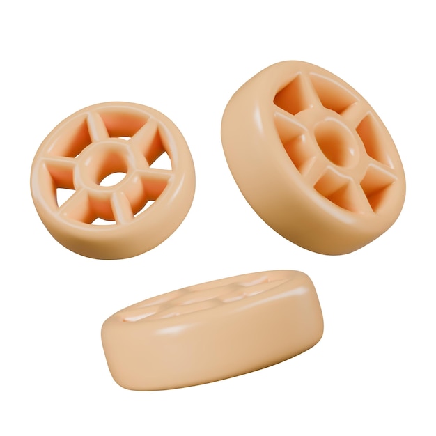 Macaroni Rotelle set of realistic elements in different positions Wagon wheels