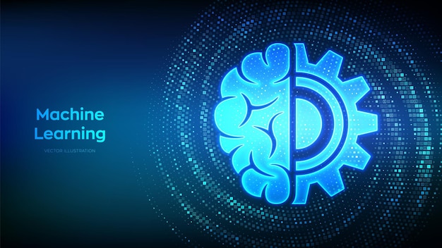 Machine learning icon made with binary code AI Artificial Intelligence Data mining Neural network