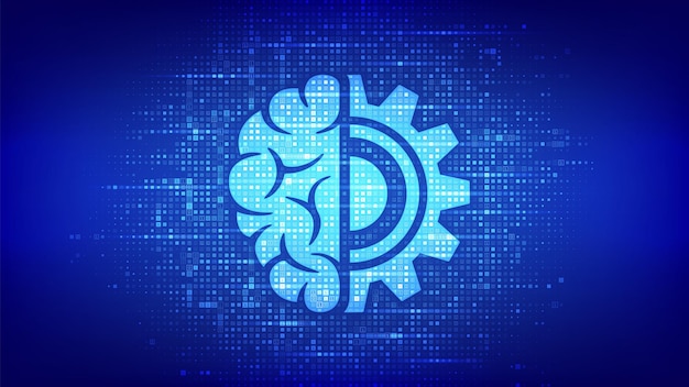 Machine learning icon made with binary code AI Artificial Intelligence Deep learning Data mining