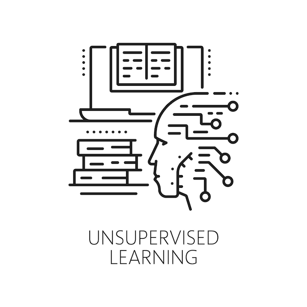 machine unsupervised learning thin line icon