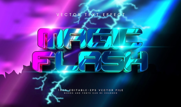 Magic flash lightning editable vector text effect with thunder concept