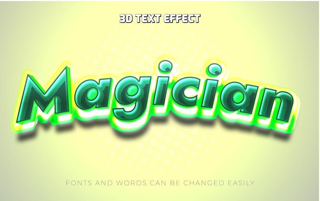magician green glow 3d editable text effect style