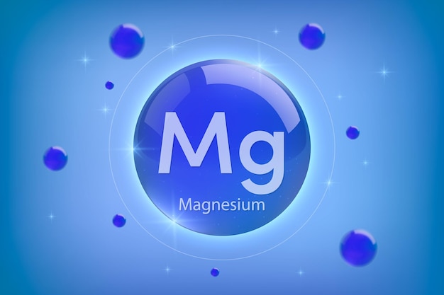Magnesium blue icon Essential mineral capsule with glowing effects for bone health and wellnes