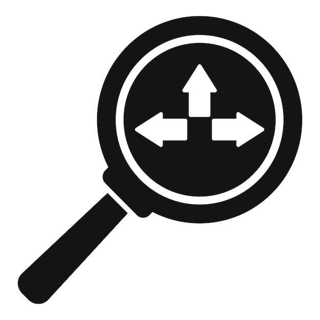 Magnifying glass analyzing all directions of opportunity
