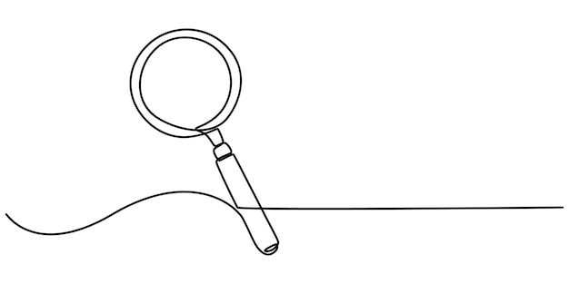 Magnifying Glass Continuous Line Icon Continuous line drawing of magnifying glass One line of magn