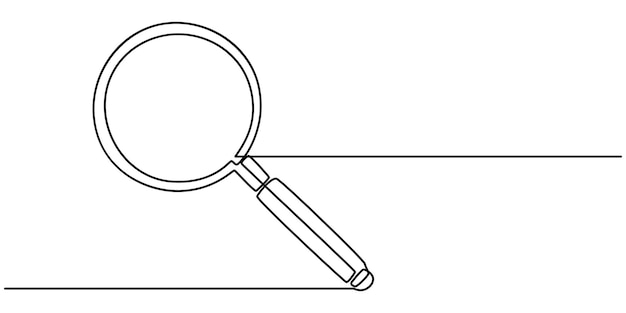Magnifying glass in continuous one line drawing of Magnifying glass search symbol isolated vector