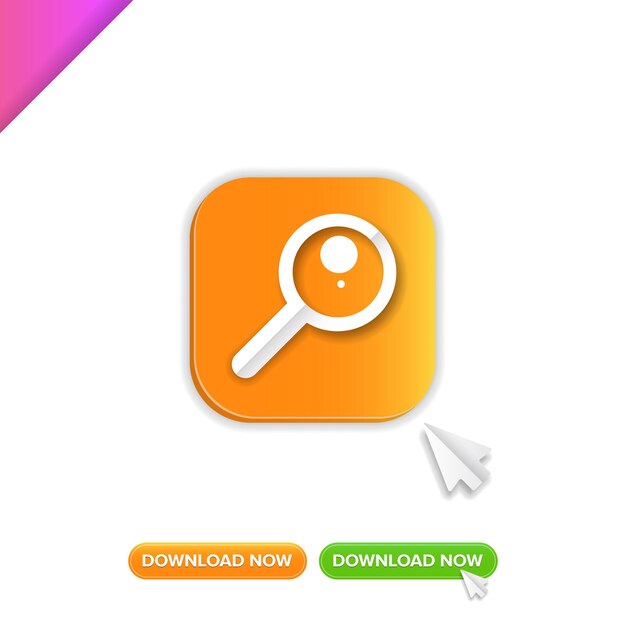Magnifying glass or search icon button vector illustration flat vector graphic loupe mobile app logo design template isolated on white background