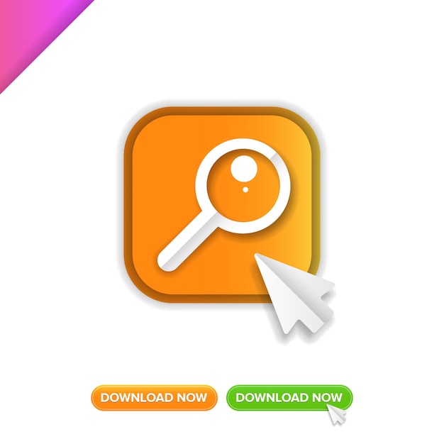 Magnifying glass or search icon button vector illustration flat vector graphic loupe mobile app logo design template isolated on white background