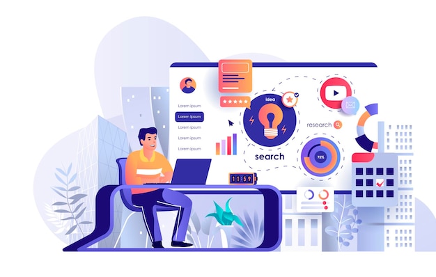 making business planning scene illustration of people characters in flat design concept