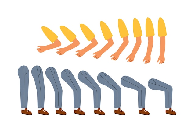 male worker constructor man in overall and hardhat kit for creating animations pack of legs and