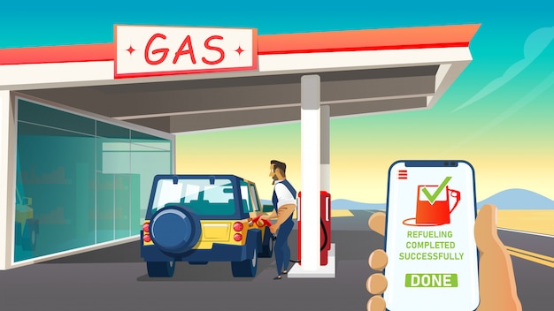Man and Software Interface Controlling Fuel Level.