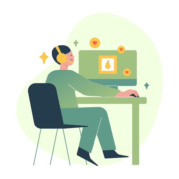 man at computer desk
