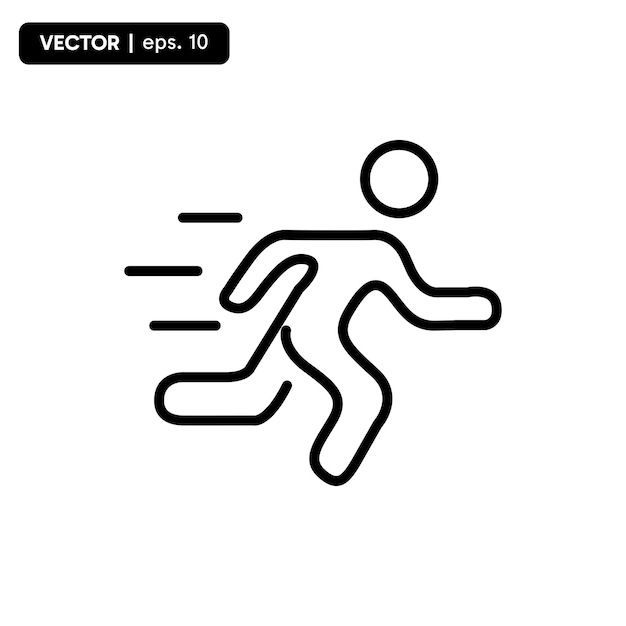 man fast run icon rush line icon vector illustration