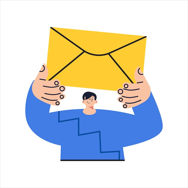 man holding envelope with mail cartoon character flat design isolate on white vector illustratio