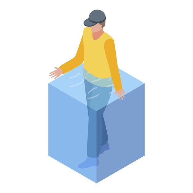 Man home flood disaster icon Isometric of man home flood disaster vector icon for web design isolated on white background