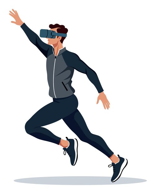 Man in VR Headset Performing Virtual Sport Movement Isolated