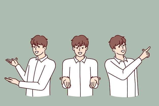 man pointing in different directions providing consulting or customer support services