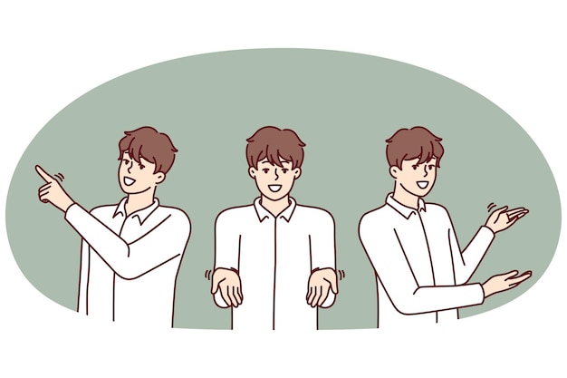 man pointing in different directions providing consulting or customer support services