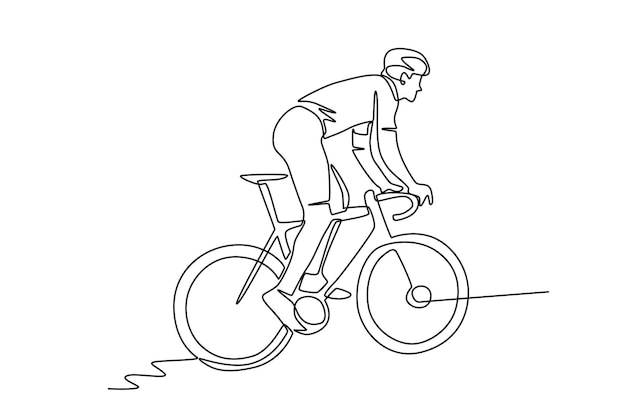 Man riding a bicycle Biking concept oneline drawing