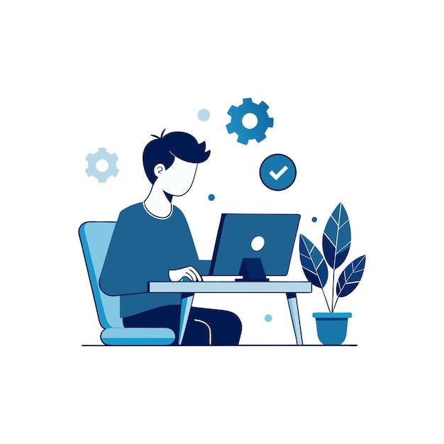 man sits at a table with a laptop