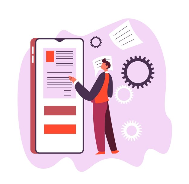 Man Using Large Smartphone vector