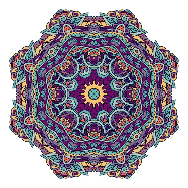 Mandala ornamental motif abstract geometric design Vector boho psychdedlic colors print